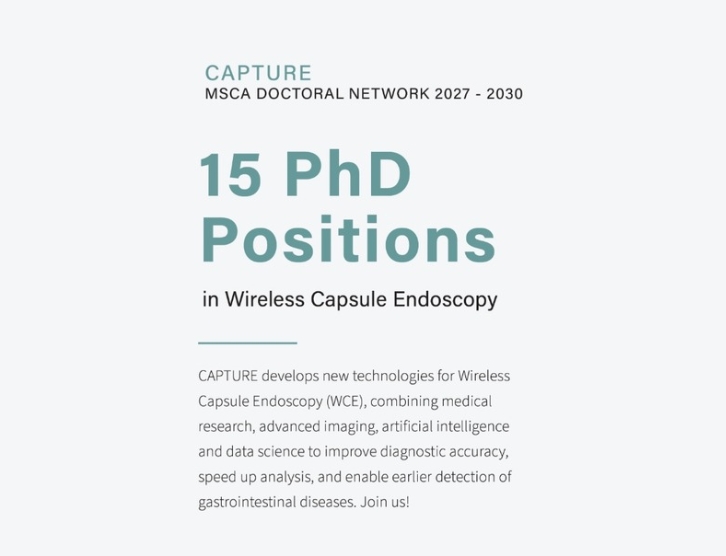 Upcoming PhD fellowship opportunities within the CAPTURE project in Wireless Capsule Endoscopy technologies